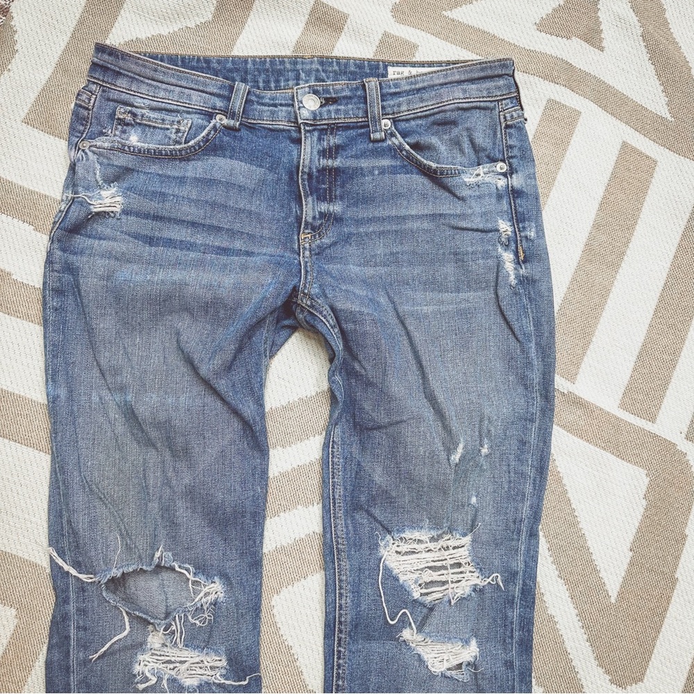 Rag & Bone DRE low rise ankle slim boyfriend in Marie hole size 26